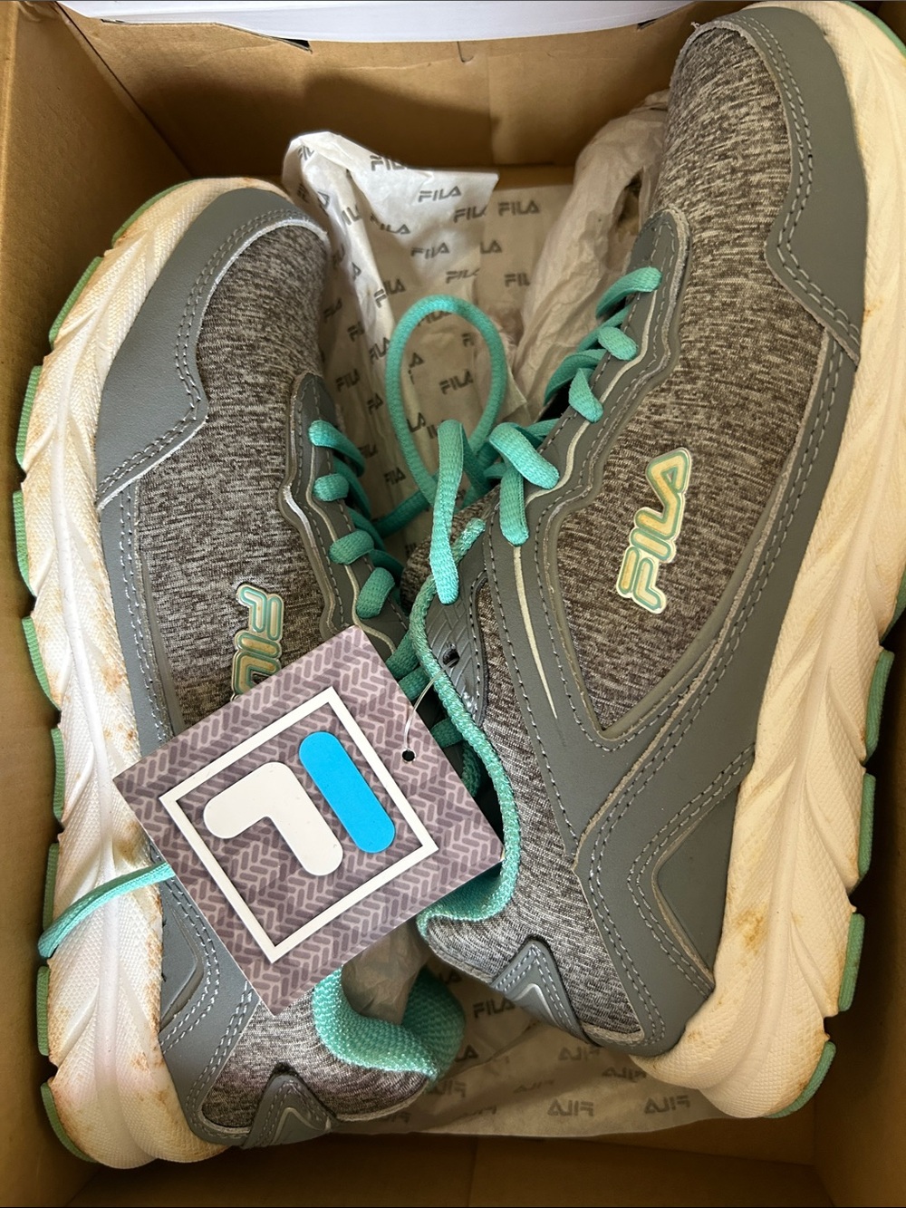 Fila Women Gray Sneakers with Teal Accents